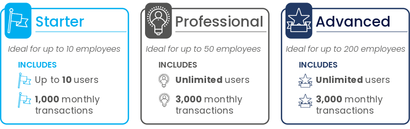 Stellar One ERP Pricing Tiers Graphic